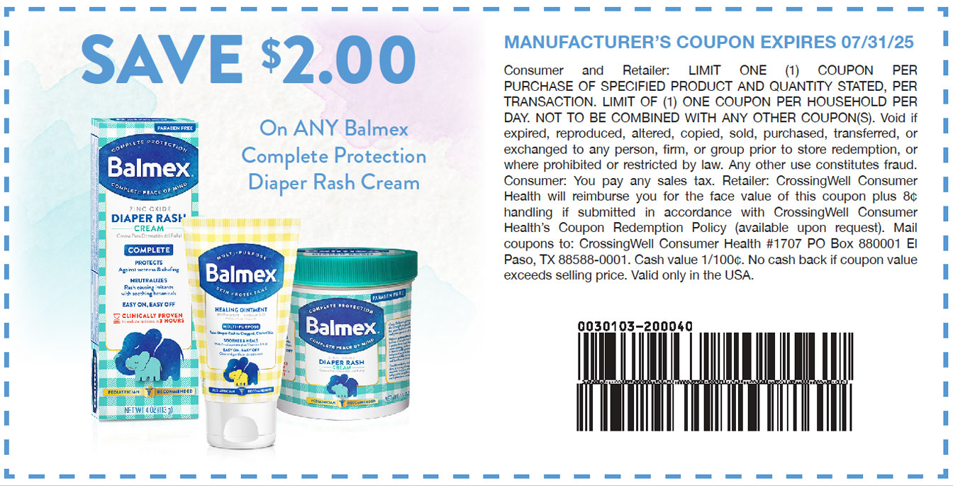 Balmex Baby Diaper Rash Cream Coupon