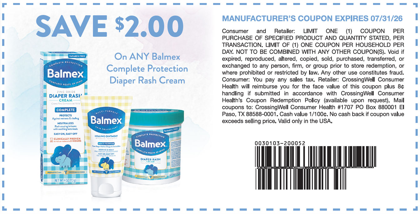 Balmex Diaper Rash Cream Coupon